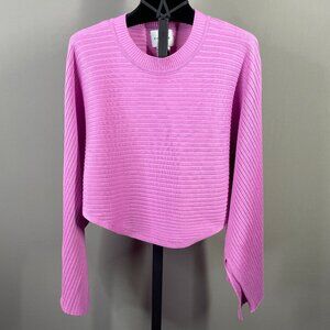 NEW Pink Rose Sweater Womens Small purple knit crop dolman pull over